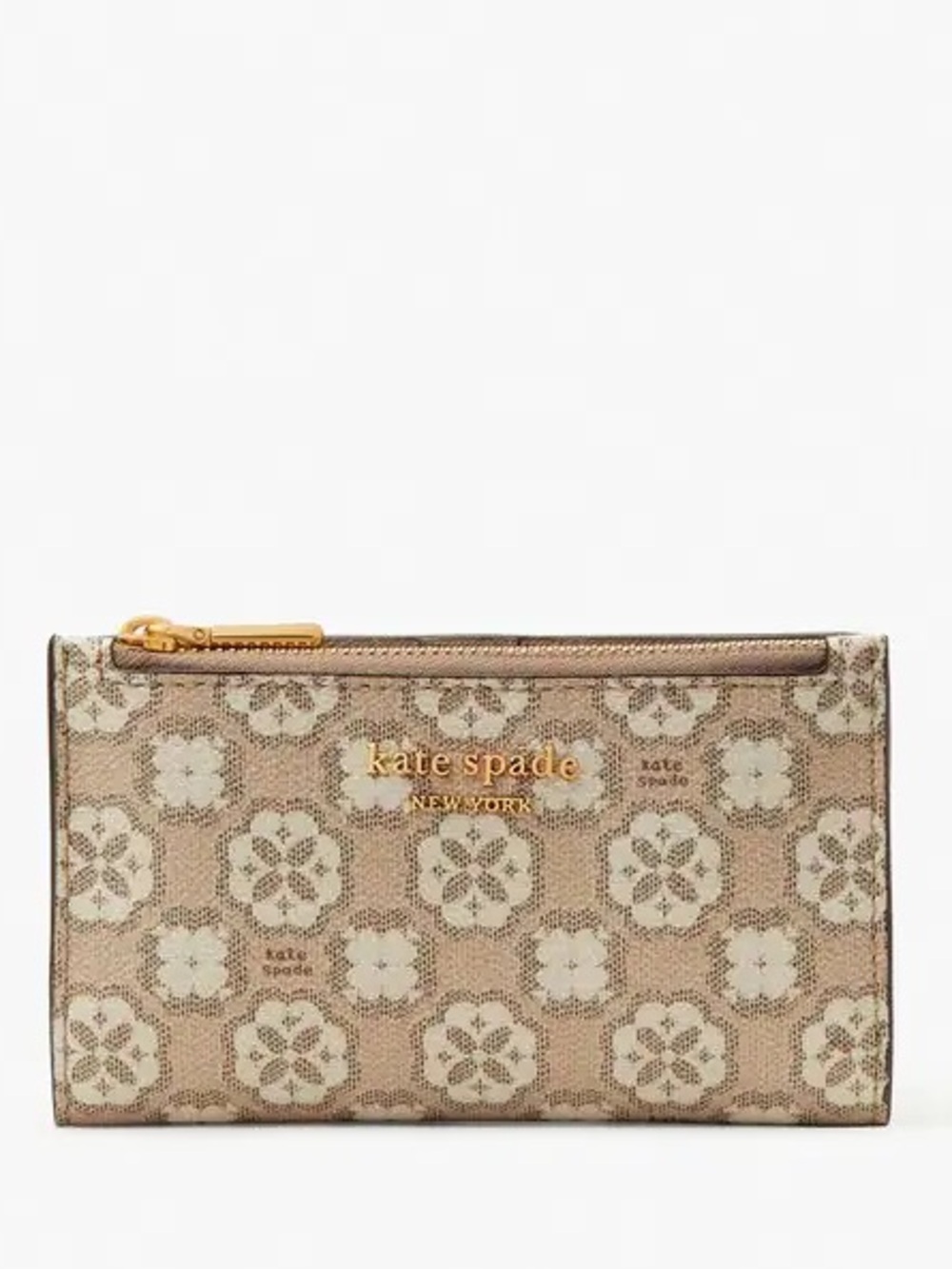 Kate Spade Spade Flower Monogram Coated Canvas Small Bifold Wallet Natural Multi